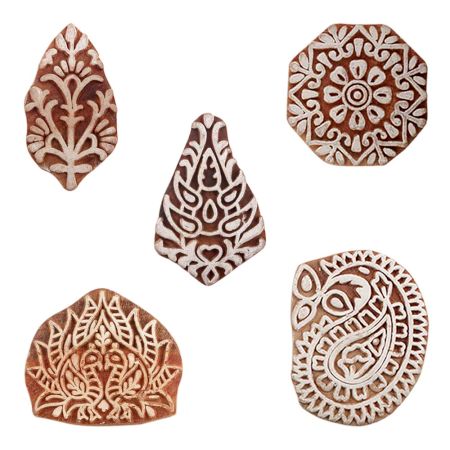 Set of 5 Piece New Mix Wooden Printing Blocks